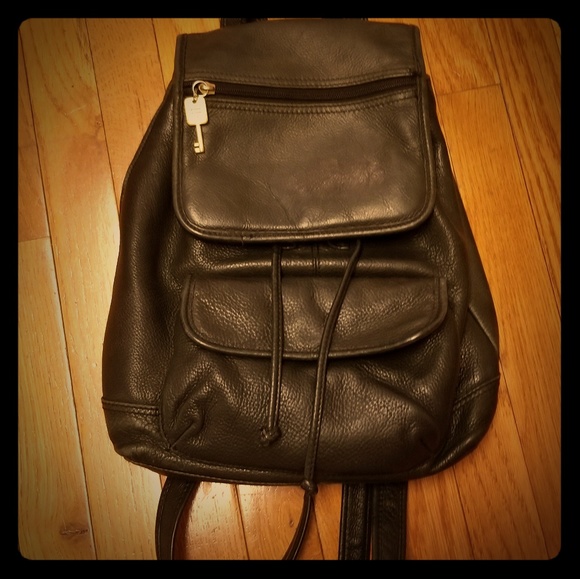 fossil backpack leather